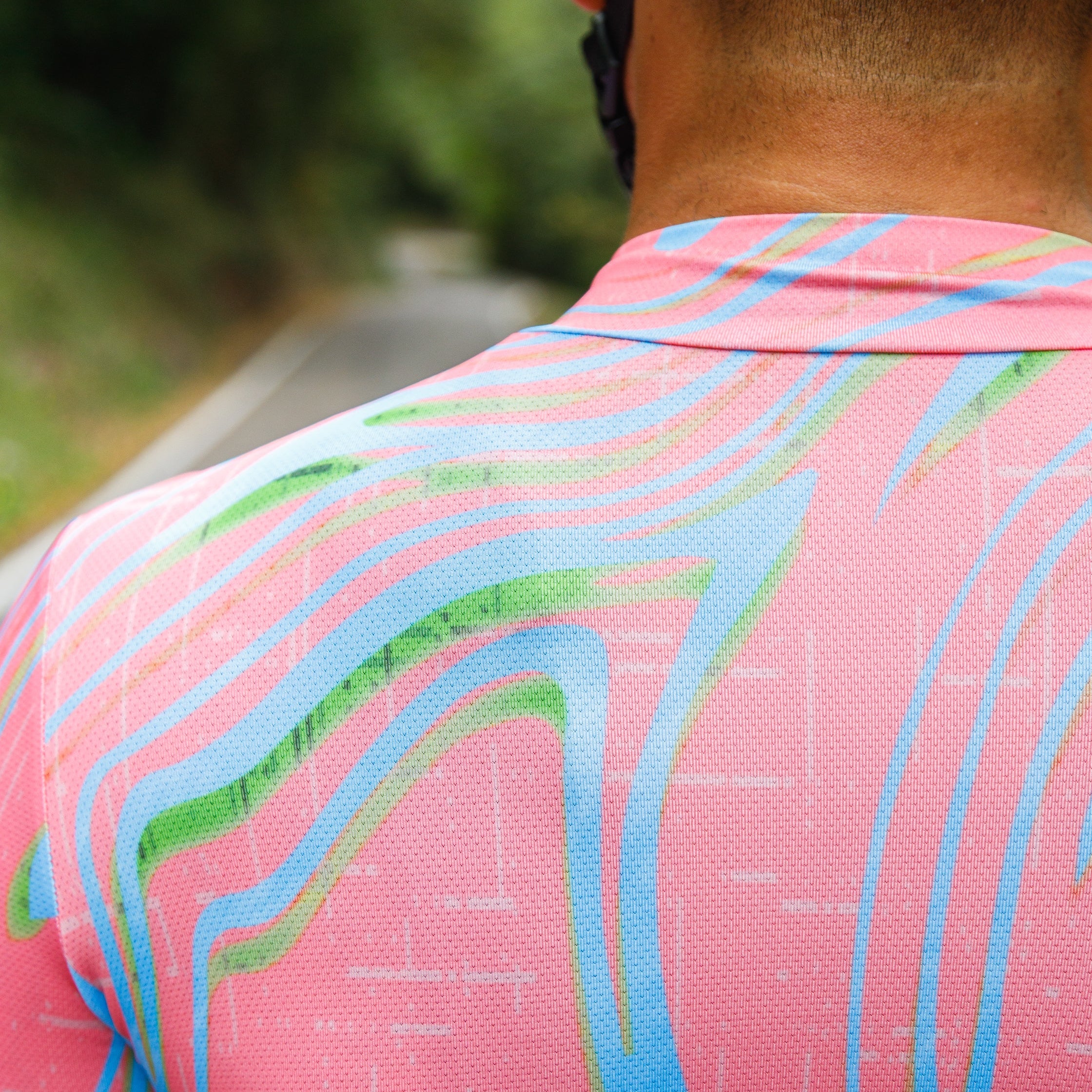 Cycling Pink Pro Jersey – Short Sleeve Race Slim Fit Neon Ember Pattern | Nomad Vélo