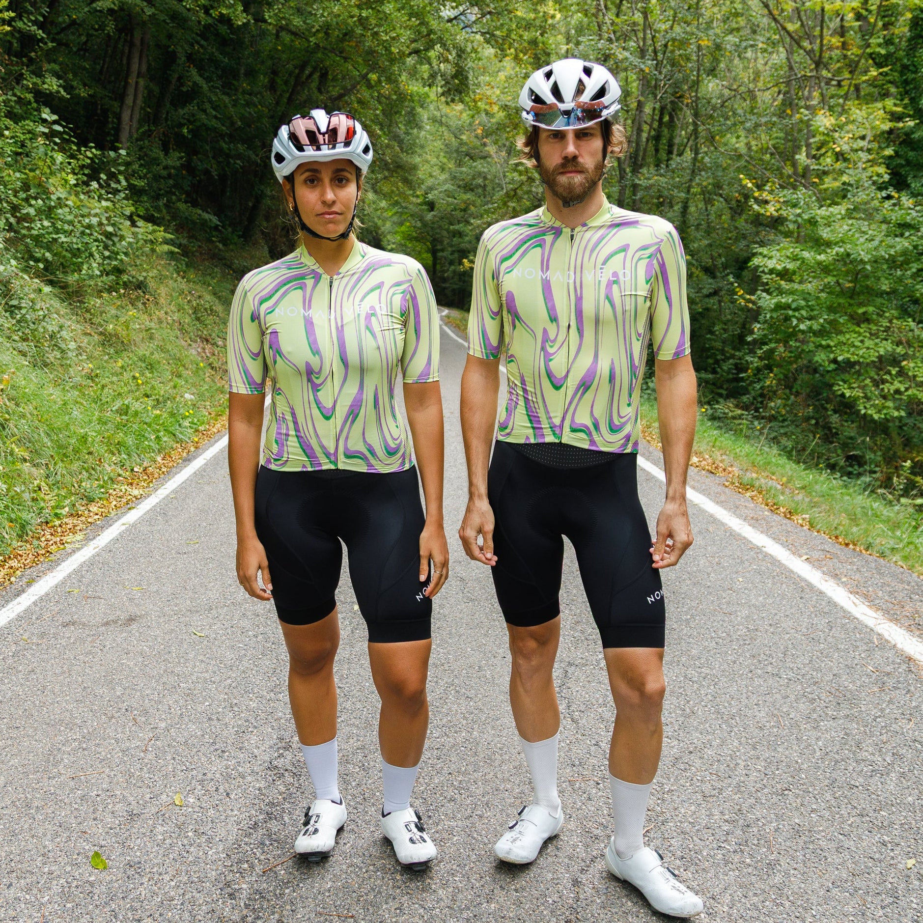 Cycling Yellow Pro Jersey – Short Sleeve Race Slim Fit Neon Ember Pattern | Nomad Vélo
