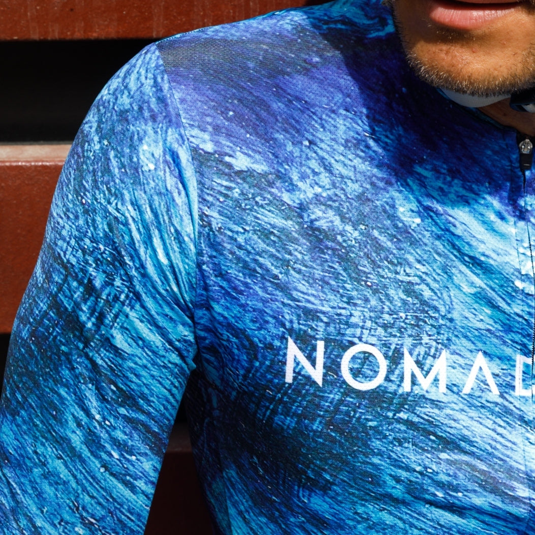 Cycling Blue Pacific Jersey – Short Sleeve Aero Fit for Long Climbs | Nomad Vélo