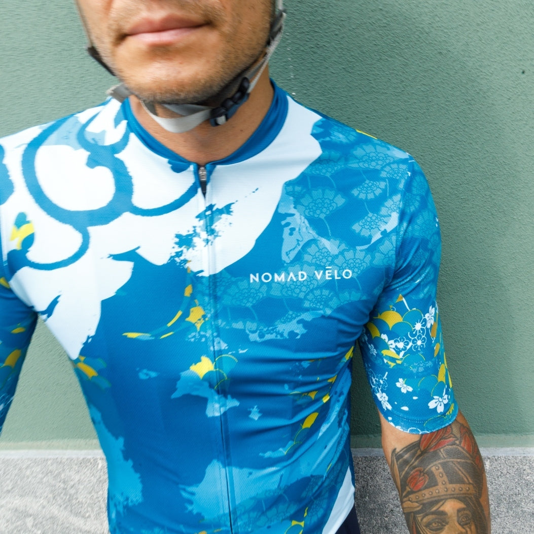 Cycling Mediterranean Jersey – Short Sleeve Aero Fit Coastal Design Summer | Nomad Vélo