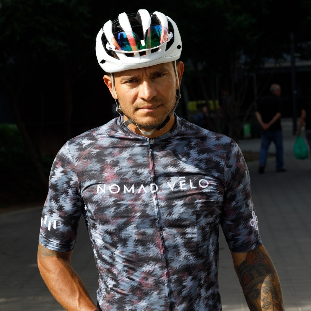 Cycling Distorsion Jersey – Short Sleeve Aero Fit Optical Print Impact Design | Nomad Vélo