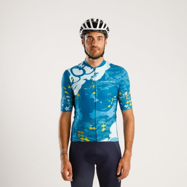 Cycling Mediterranean Jersey – Short Sleeve Aero Fit Coastal Design Summer | Nomad Vélo