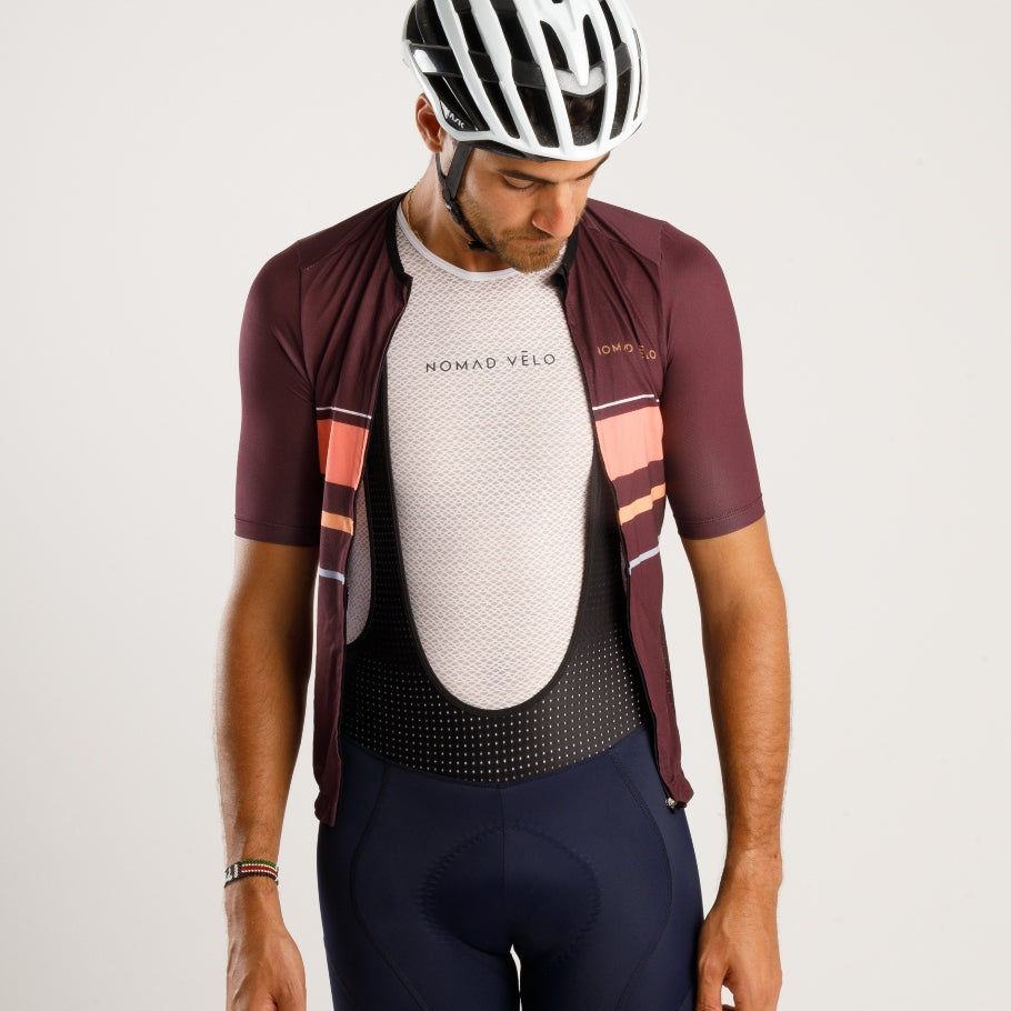 Cycling Maroon Classic Jersey – Short Sleeve Aero Comfort Long Rides Endurance | Nomad Vélo