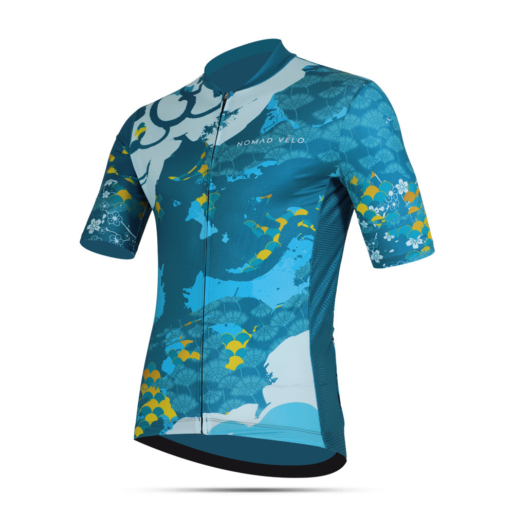 Cycling Mediterranean Jersey – Short Sleeve Aero Fit Coastal Design Summer | Nomad Vélo