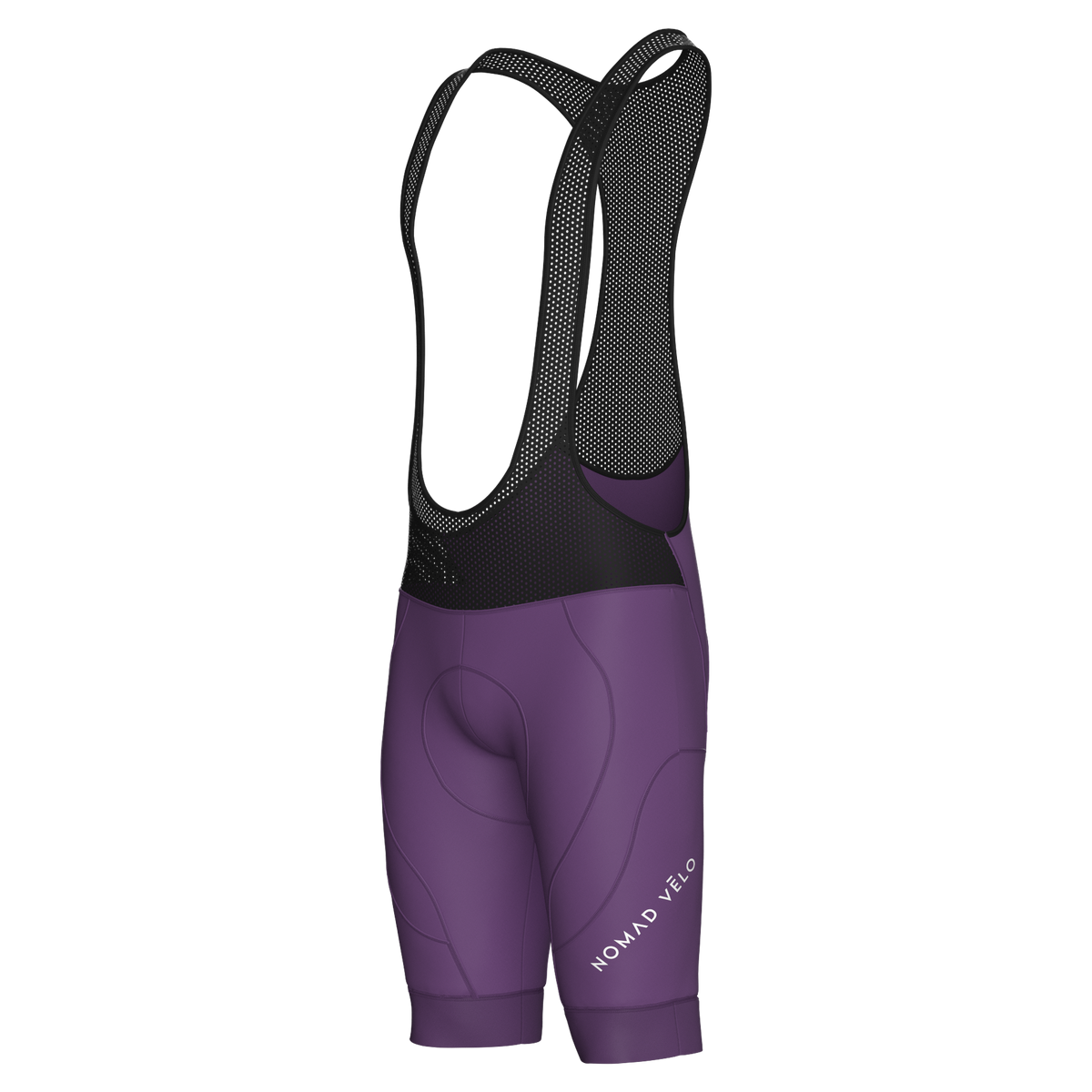 Cycling Purple Bib Shorts – Padded Performance with K10 Graphene Chamois for Long Rides | Nomad Vélo