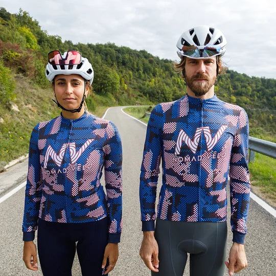 Cycling Blue Techwave Jersey – Long Sleeve Aero Race Fit Performance | Nomad Vélo
