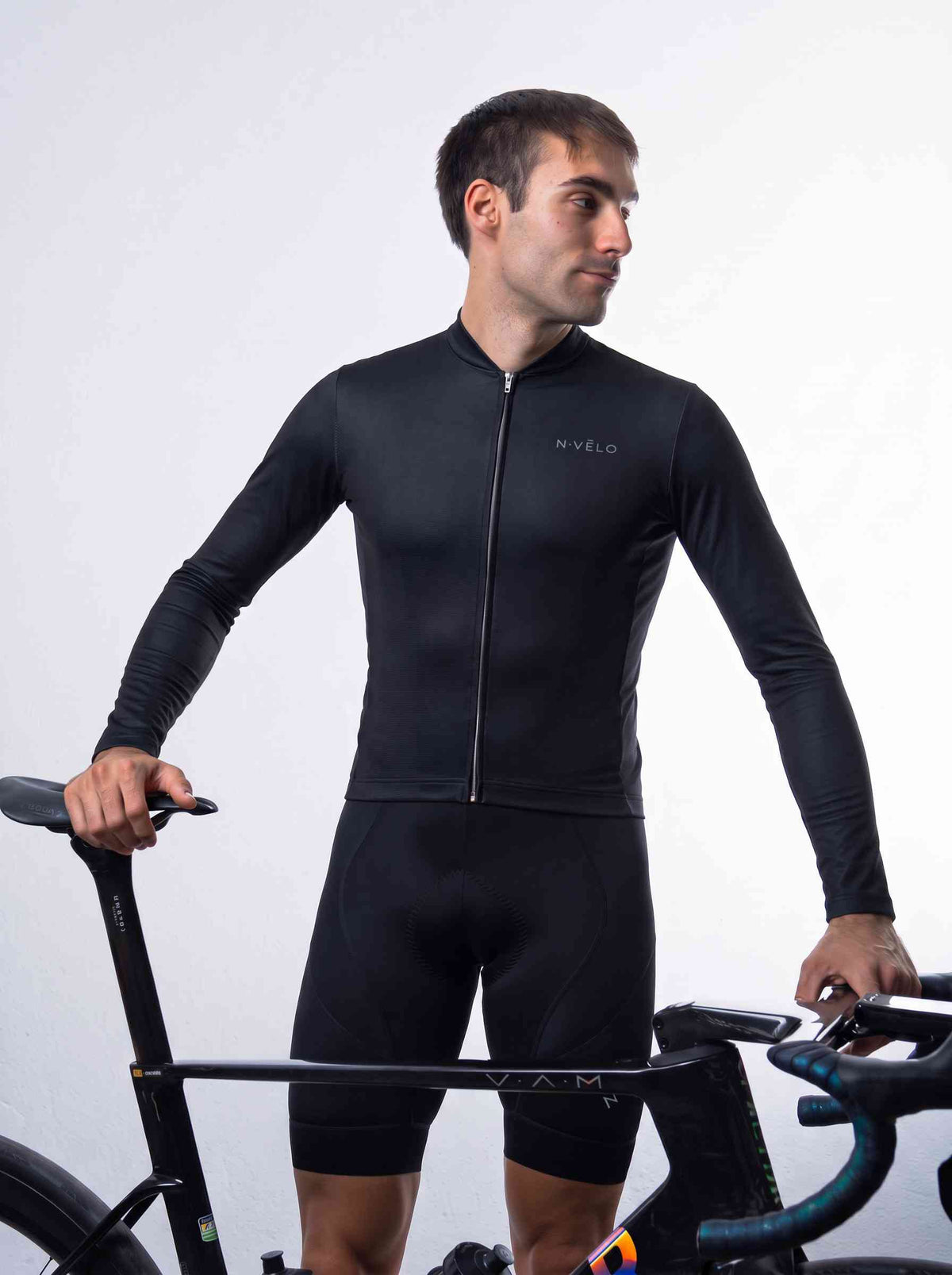 Pure Black Jersey – Cycling Long Sleeve Race Fit